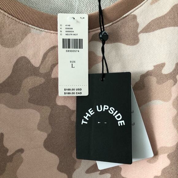 Anthropologie x The Upside Alena Drawstring Crew Sweatshirt Neutral & Pink NEW - Picture 5 of 11